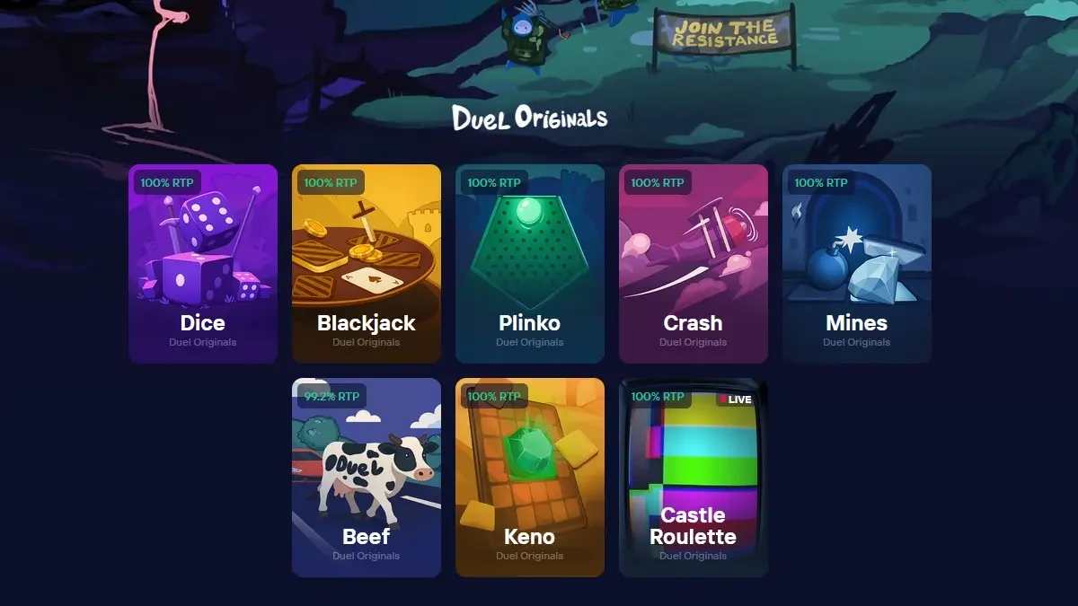 Мобильная версия казино Дуэль - игры Duel Originals